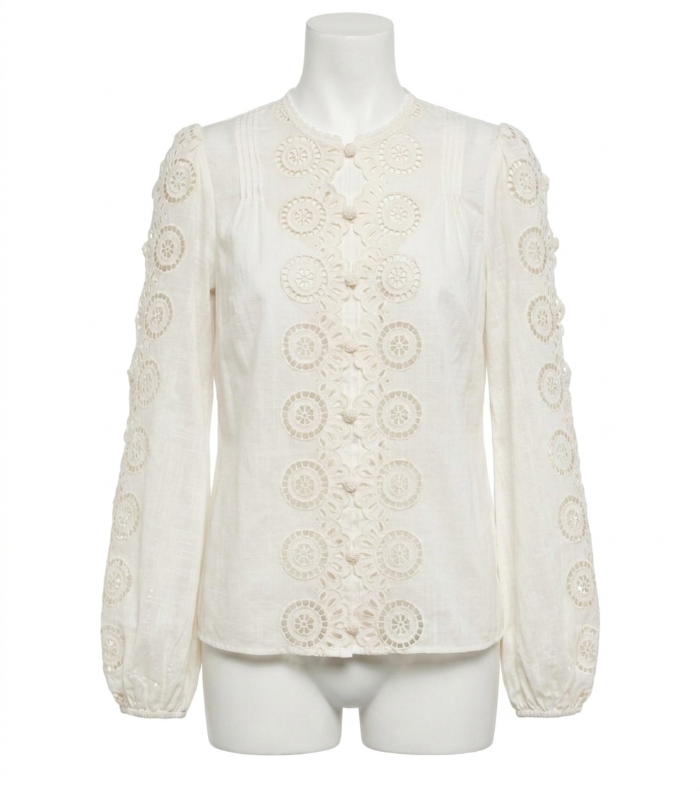 NEW ZIMMERMANN lucky embroidered blouse in ivory